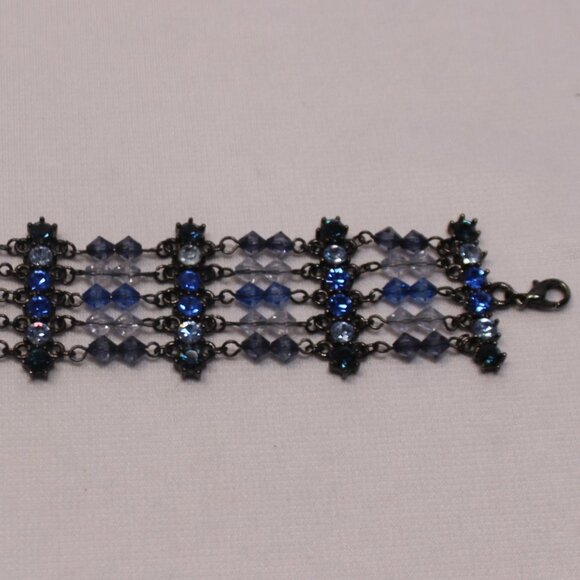 Various Blue Rhinestone, Bead and Chain Bracelet - Picture 4 of 9
